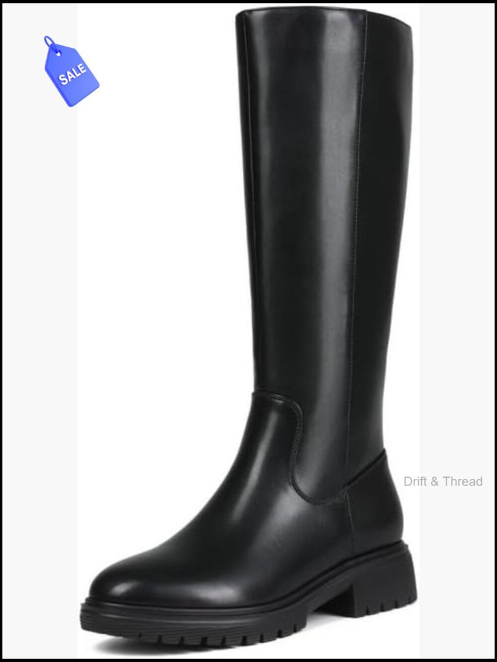 Knee High Platform Flat Boots Round Toe Pull On Fall Women Size 8